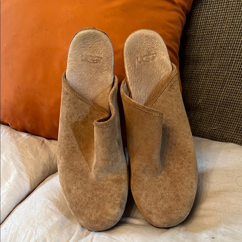 UGG Chestnut Suede Slip-On Mules
